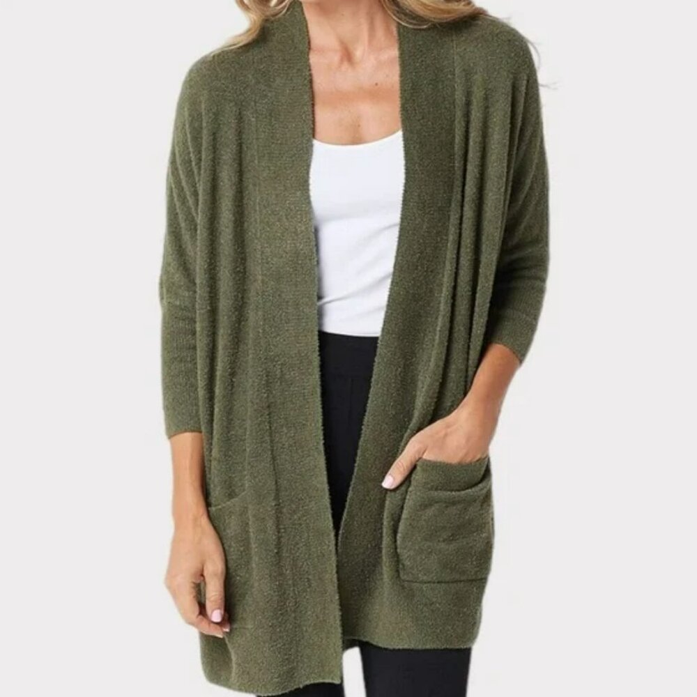 Barefoot Dreams - CozyChic Lite Travel Cardigan - Olive Green - Size XS